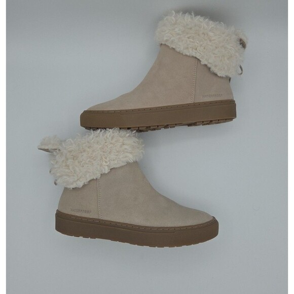 Cougar Women's Bootie Boots Devon Waterproof Beige Faux Fur Foam Suede Size 7 - Picture 7 of 10